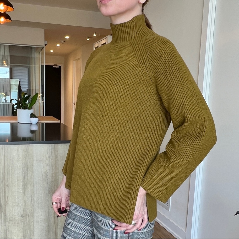 Zara Rib MocNeck Green Sweater Sz: S